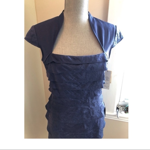 ADRIANNA PAPELL COCKTAIL Ruffle Organza Dress Size 8P 0700 - Picture 9 of 9